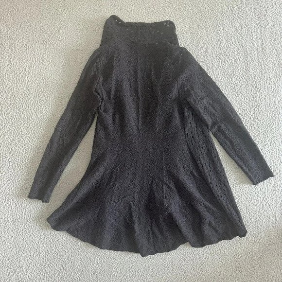 Eileen Fisher Merino Wool Open Cardigan Draped Grey Textured - Picture 16 of 16